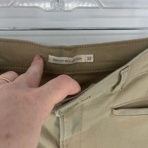 Levi's Women's Ribcage Wide Leg Crop Pants High Waisted Casual Khaki Size 32 - Picture 10 of 12